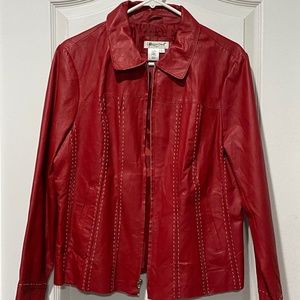 100% Leather Jacket with beautiful tan stitching